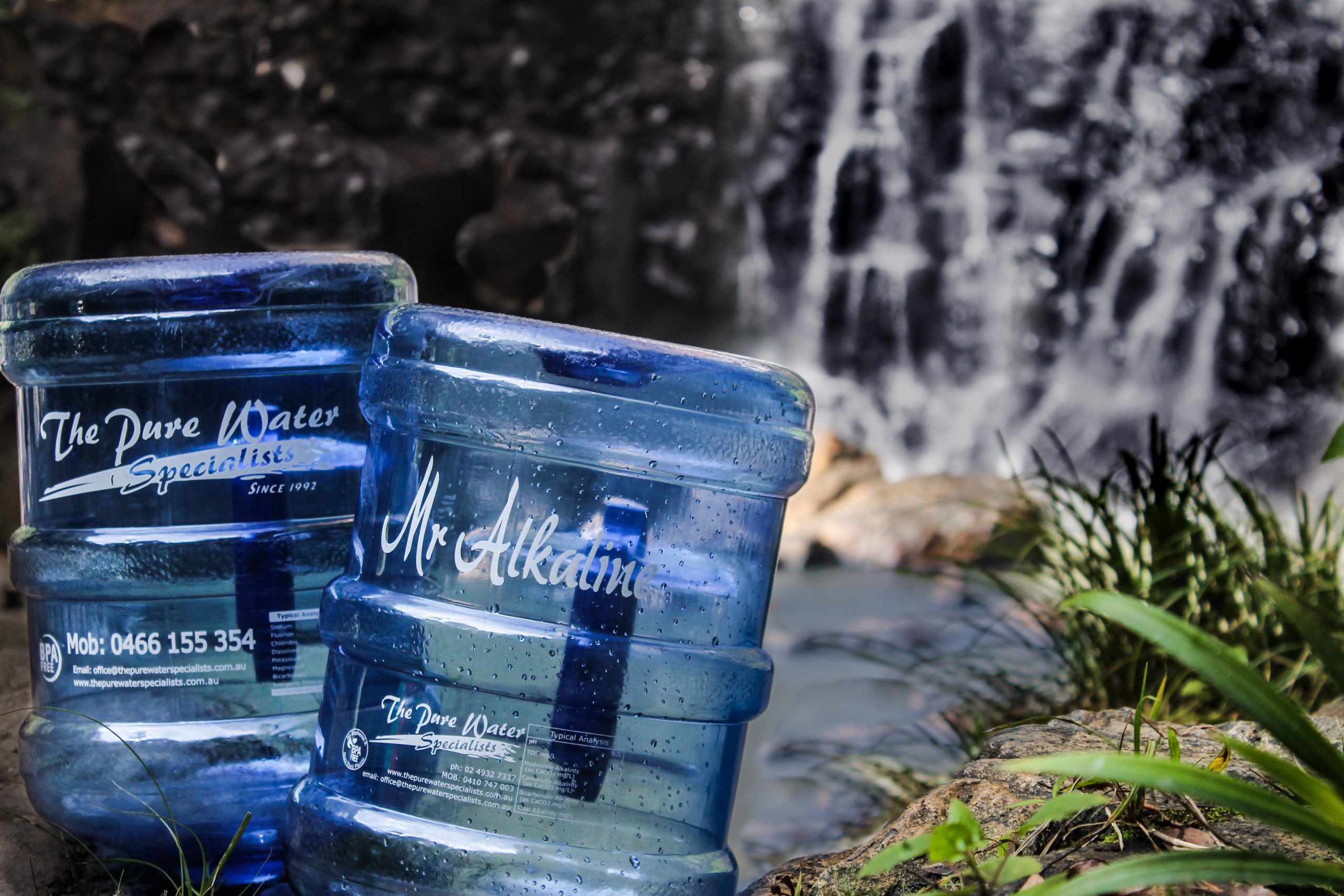 The Pure Water Specialists branded water bottles